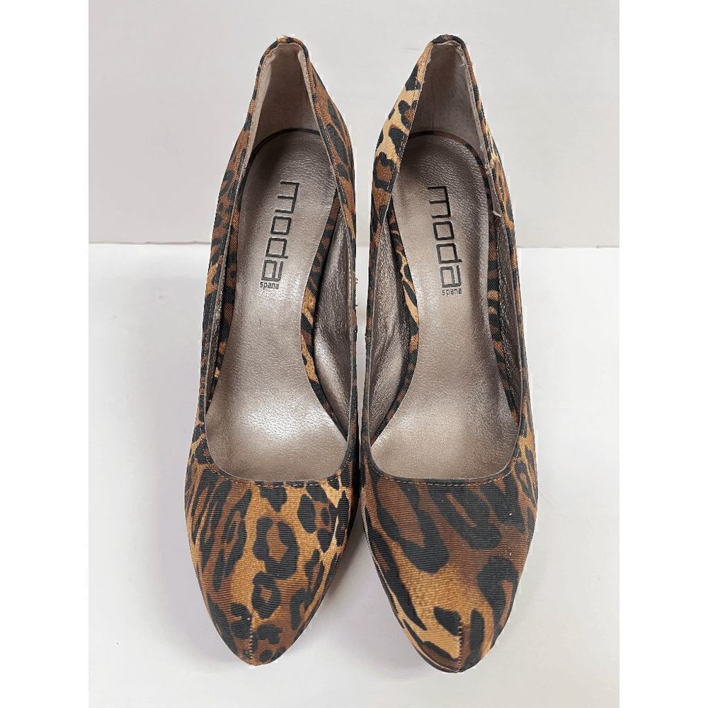 Moda Womens High Heel Platform Pumps Brown Leopard Sz 7.5 M